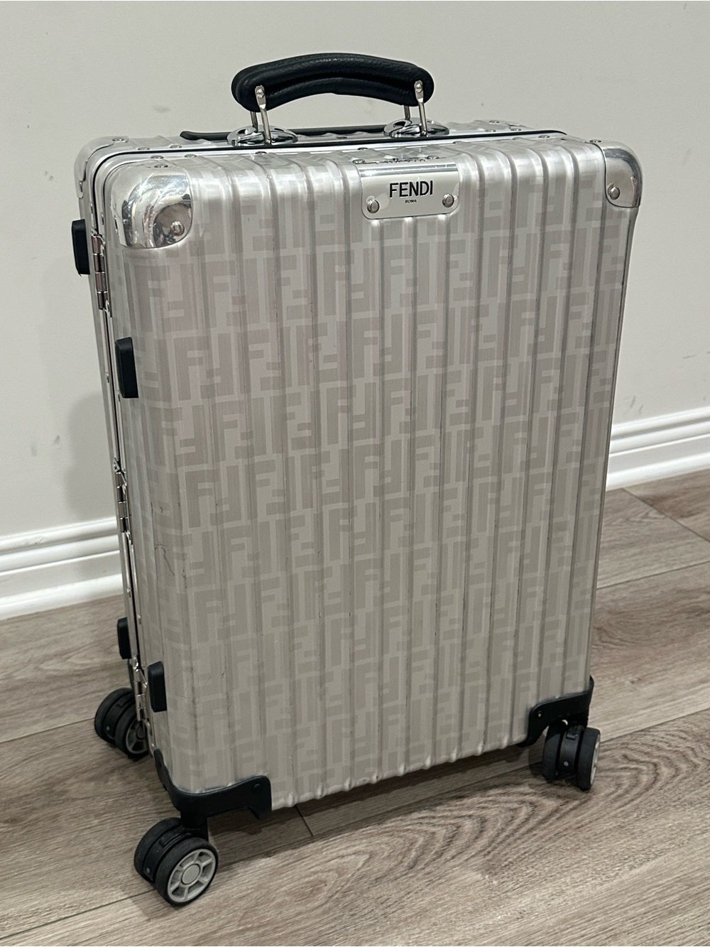 Rimowa x Fendi Silver Metallic Monogram Rolling Carry-On